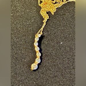14k YELLOW GOLD NATURAL DIAMOND JOURNEY PENDANT NECKLACE CHAIN IS POPPED